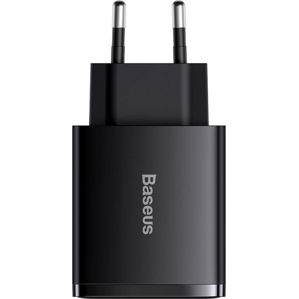 Chargeur Rapide Compact Baseus 30W 2x USB USB Type C Power Delivery Quick Charge 3A - Noir