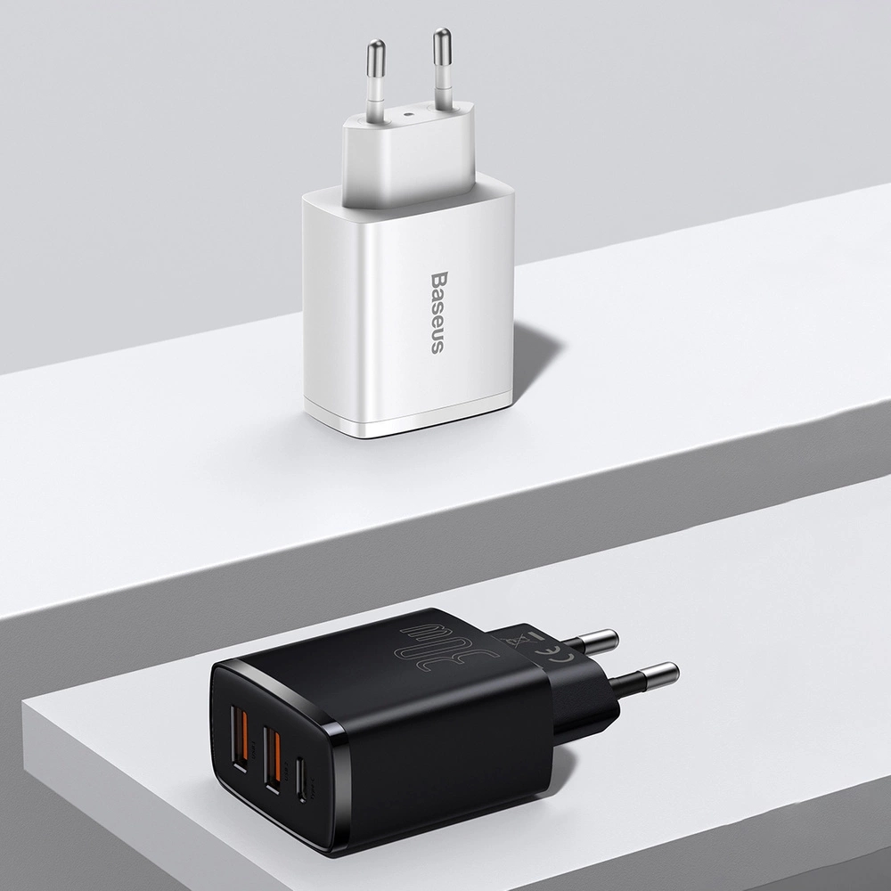 Chargeur Rapide Compact Baseus 30W 2x USB USB Type C Power Delivery Quick Charge 3A - Noir