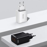 Chargeur Rapide Compact Baseus 30W 2x USB USB Type C Power Delivery Quick Charge 3A - Noir