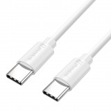 Chargeur USB-C 20W avec câble de charge USB-C (Android/iPhone 15) de 1 m - Blanc