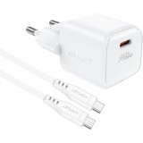 Acefast A77 Mini PD 30W GaN Wandladegerät USB-C Kabel Schnellladung - Weiss