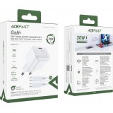 Acefast A77 Mini PD 30W GaN Wandladegerät USB-C Kabel Schnellladung - Weiss
