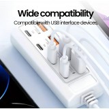 Chargeur rapide hub 8 ports USB (4x USB-A / 4x USB-C) 25W pour téléphone portable et tablette multi-appareils - Blanc