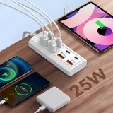 Chargeur rapide hub 8 ports USB (4x USB-A / 4x USB-C) 25W pour téléphone portable et tablette multi-appareils - Blanc
