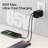 Schnellladegerät Multiport PD 65W mit integriertem USB-C-Kabel - Weiß