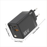 Schnellladegerät Multiport PD 65W mit integriertem USB-C-Kabel - Weiß