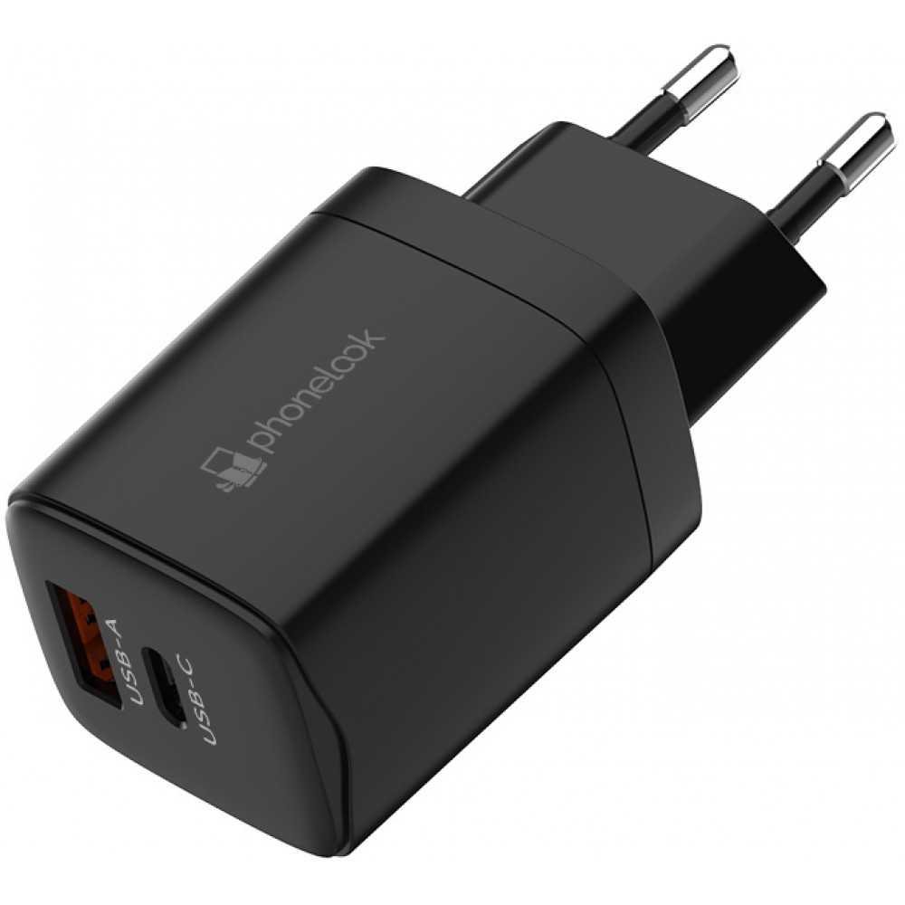 Ladegerät 20W USB und USB-C (Power Delivery) PhoneLook - Schwarz