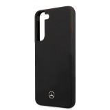 Coque Samsung Galaxy S22+ - Mercedes officielle en silicone soft touch et logo métallique en relief - Noir