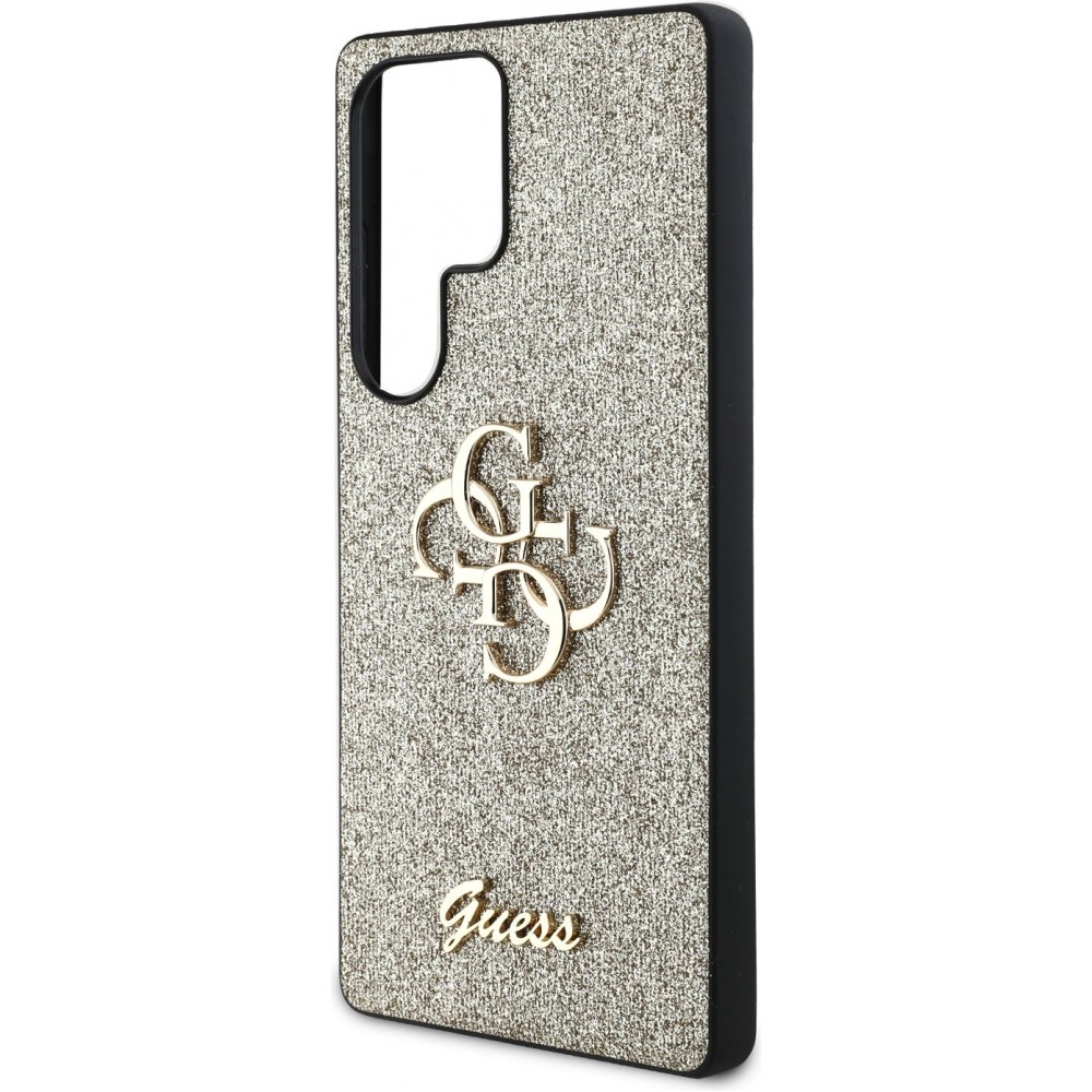 Coque Samsung Galaxy S25 Ultra - Guess m&eacute;tal logo 4G glitter strass - Or