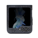 Coque Samsung Galaxy Z Flip5 - Guess monogramme similicuir logo métal et strass - Noir