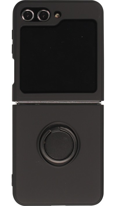 Galaxy Z Flip5 Case Hülle - Soft Touch mit Ring - Schwarz