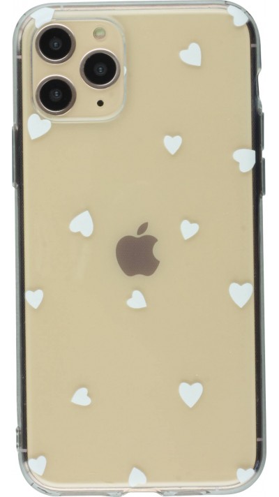 Coque iPhone 11 - Gel petit coeur transparent - Blanc