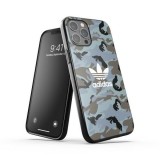 iPhone 12 Pro Max Case Hülle - Adidas lackiertes Gel Camouflage mit weißem Logoaufdruck - Blau grau