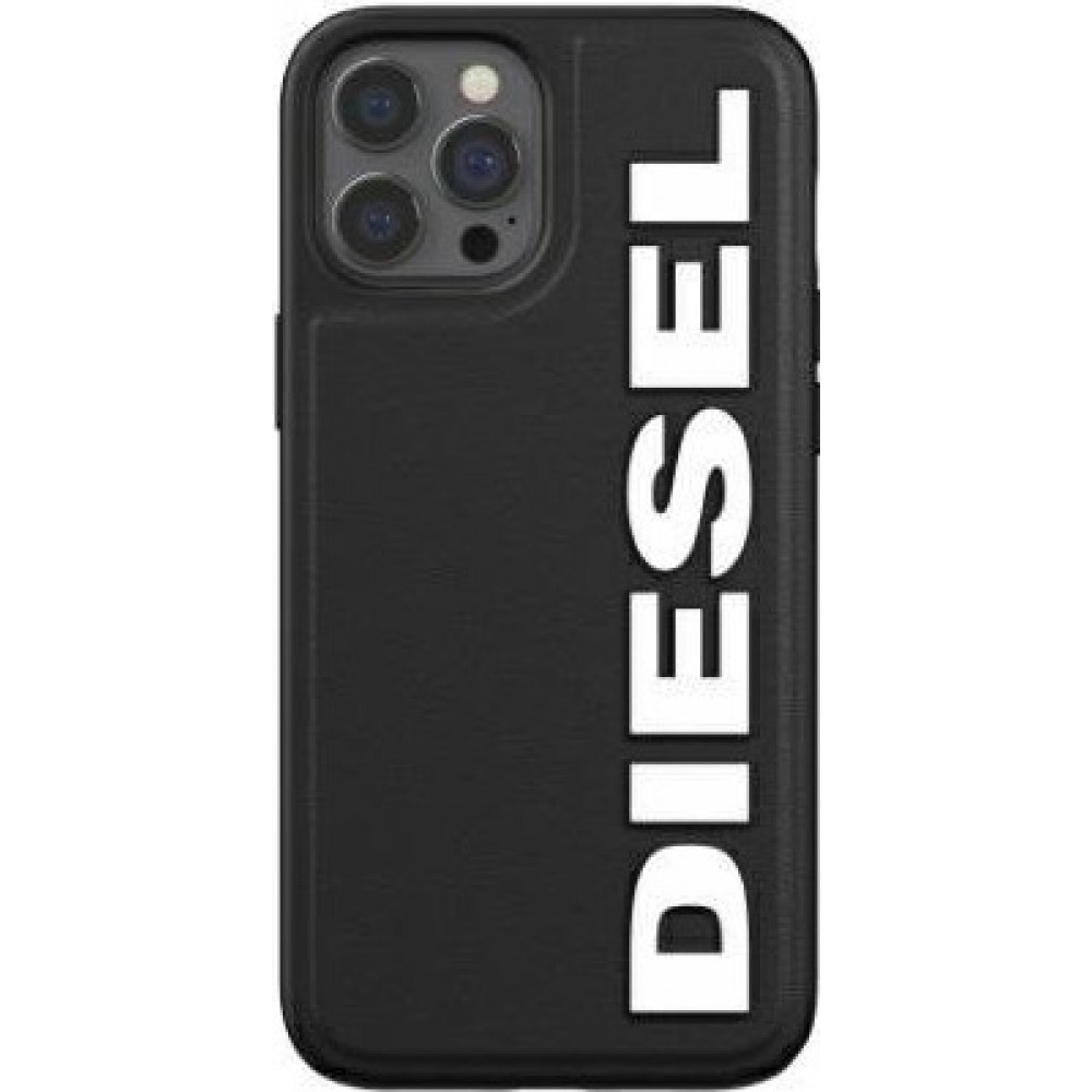 Coque iPhone 12 Pro Max - Diesel similicuir avec logo embossé - Noir