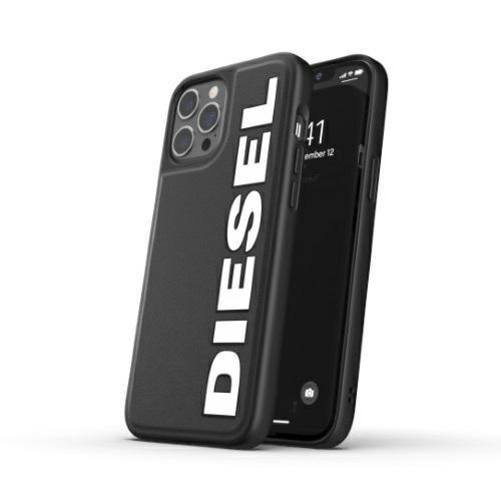 Coque iPhone 12 Pro Max - Diesel similicuir avec logo embossé - Noir