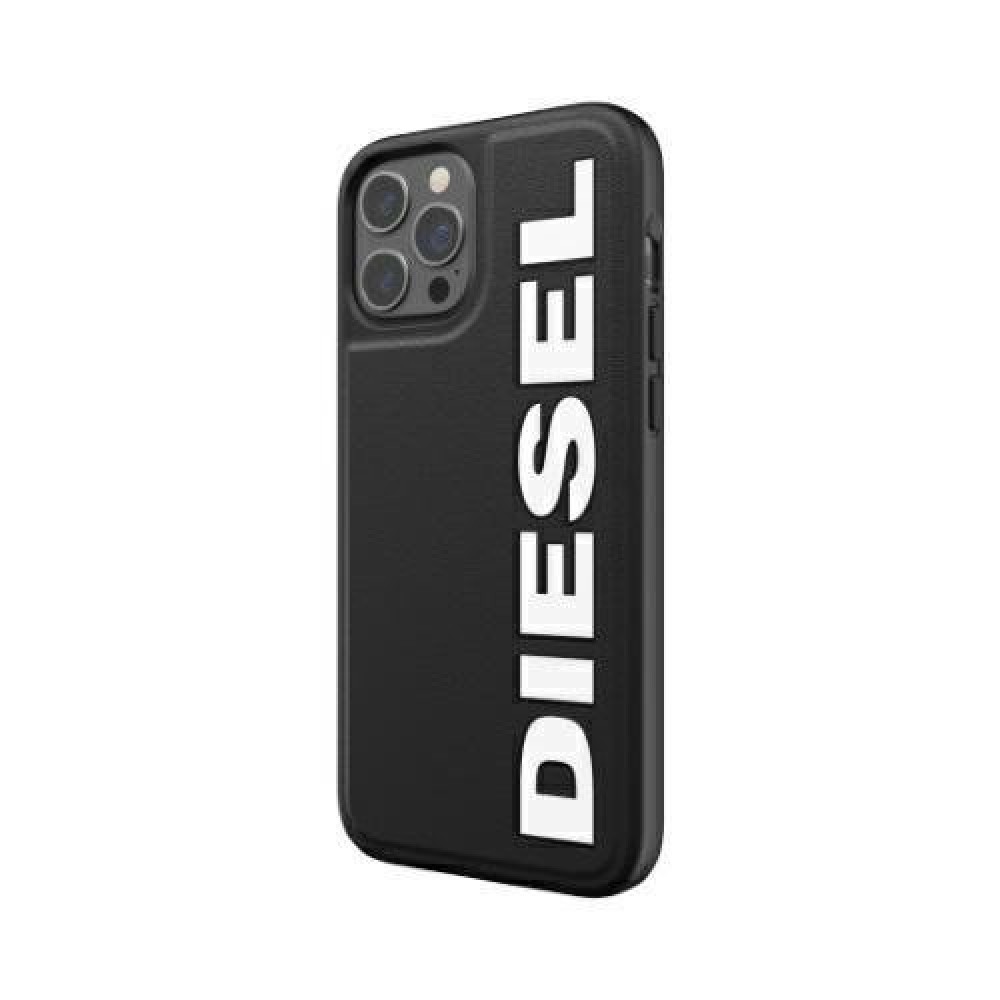 Coque iPhone 12 Pro Max - Diesel similicuir avec logo embossé - Noir