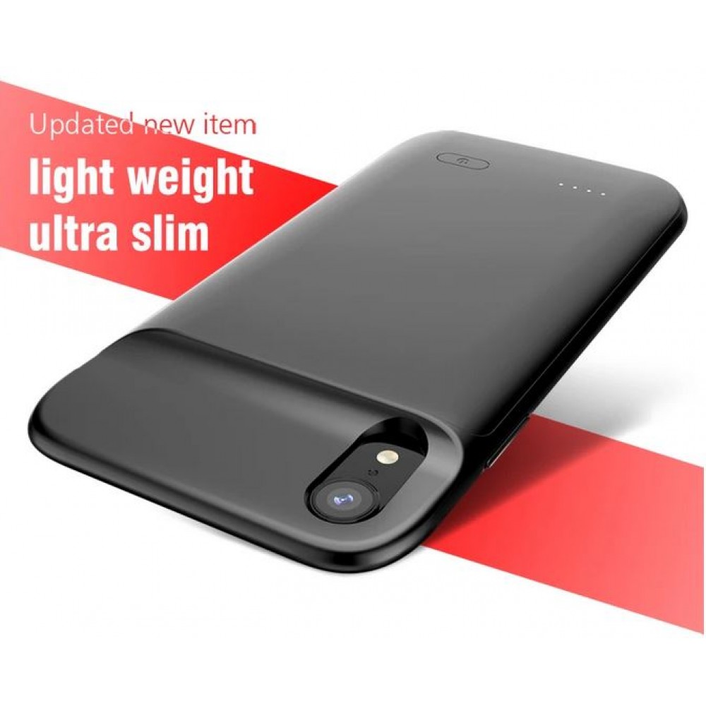 Coque iPhone 15 Pro Max / iPhone 15 Plus - Gel silicone chargeur power bank 5000mAh intégré - Noir