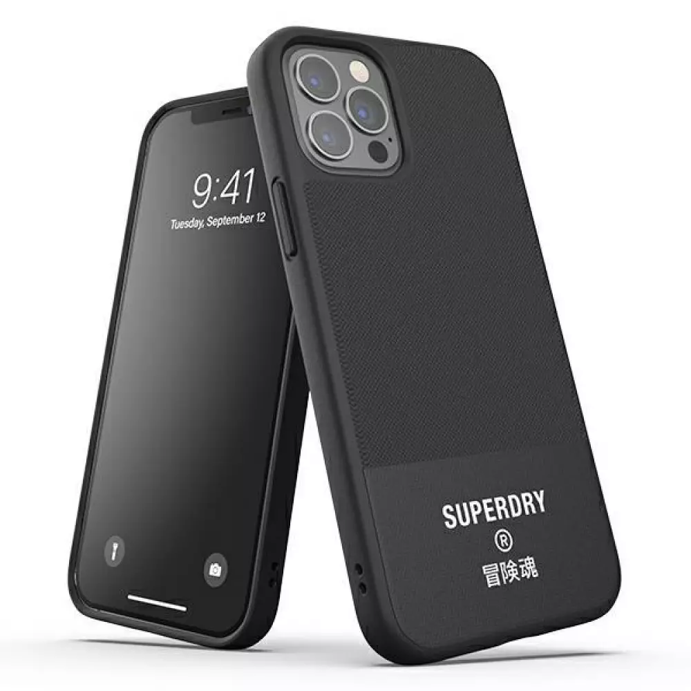 Coque iPhone 12 Pro Max - Superdry Moulded Canvas Hardcase - Noir