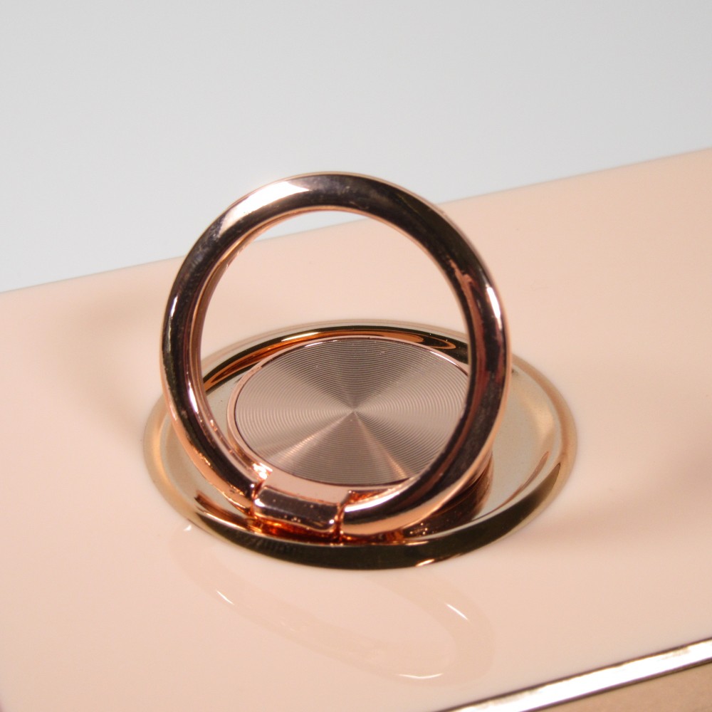 Hülle iPhone 13 - Gummi Bronze mit Ring - Rosa