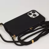 Coque iPhone 15 Pro Max - Bio Eco-Friendly nature avec cordon collier - Noir