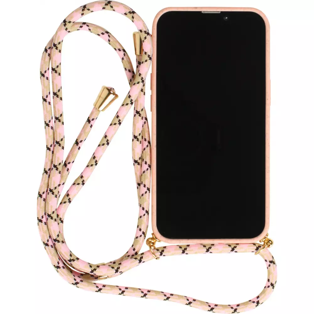 Coque iPhone 16 Pro Max - Bio Eco-Friendly nature avec cordon collier - Rose
