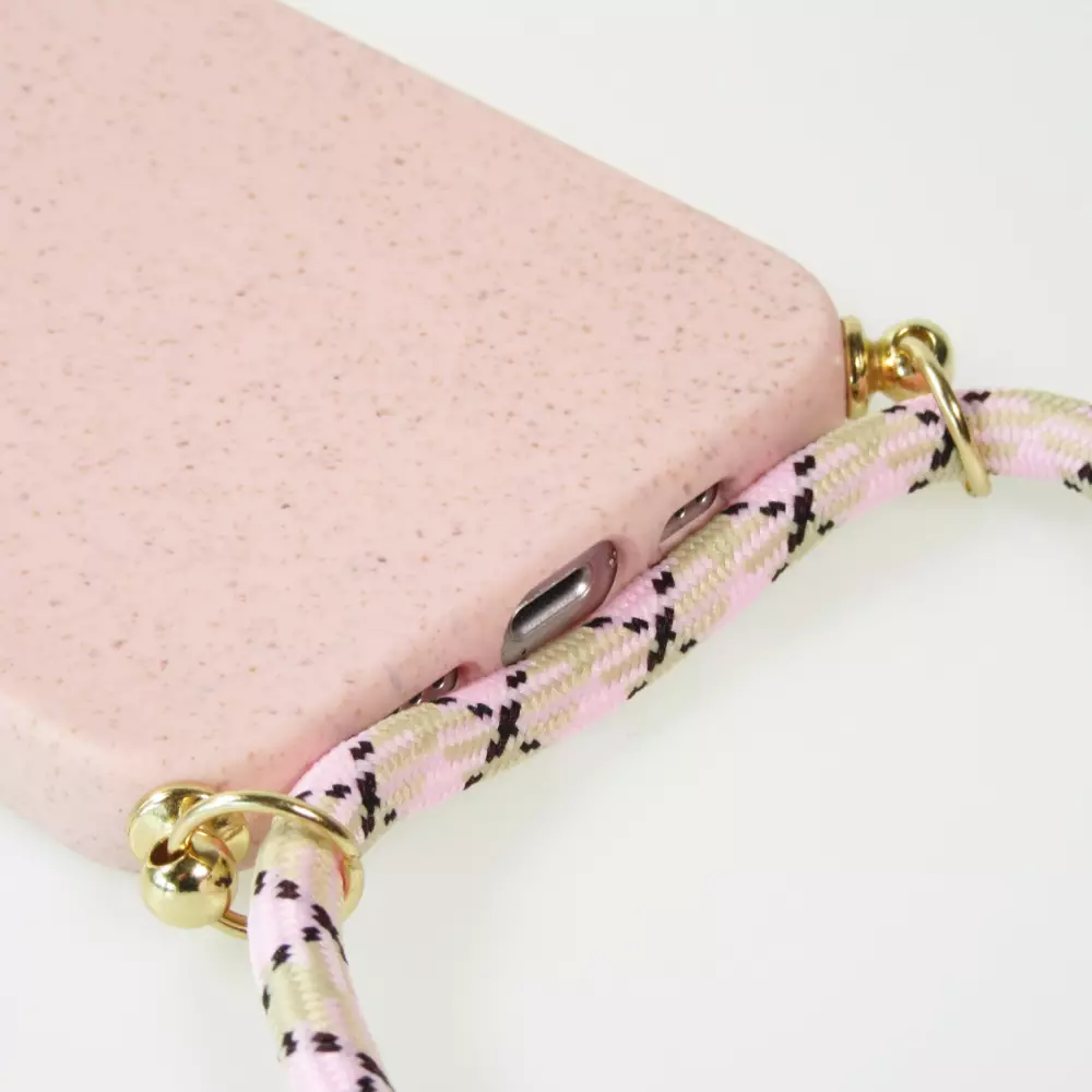 Coque iPhone 16 Pro Max - Bio Eco-Friendly nature avec cordon collier - Rose