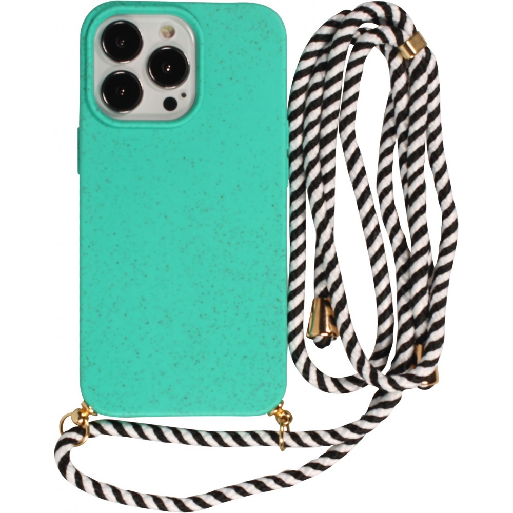 iPhone 16 Pro Max Case Hülle - Bio Eco-Friendly Vegan mit Handykette Necklace - Türkis