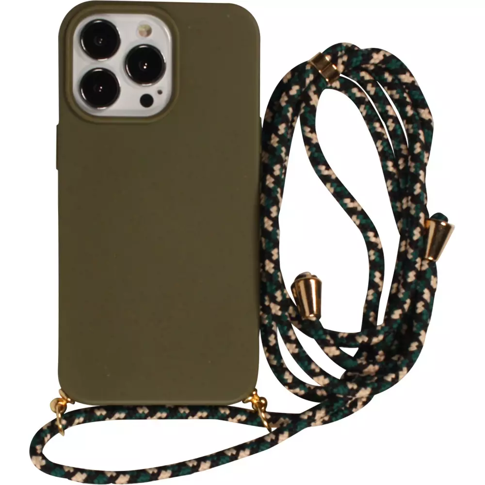 Coque iPhone 16 Pro Max - Bio Eco-Friendly nature avec cordon collier - Vert foncé