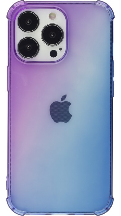 iPhone 14 Pro Max Case Hülle - Gummi Bumper Rainbow mit extra Schutz für Ecken Antischock - violett blau