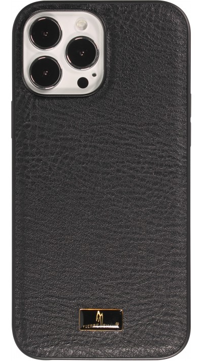 iPhone 13 Case Hülle - Fierre Shann Leder Hülle - Schwarz