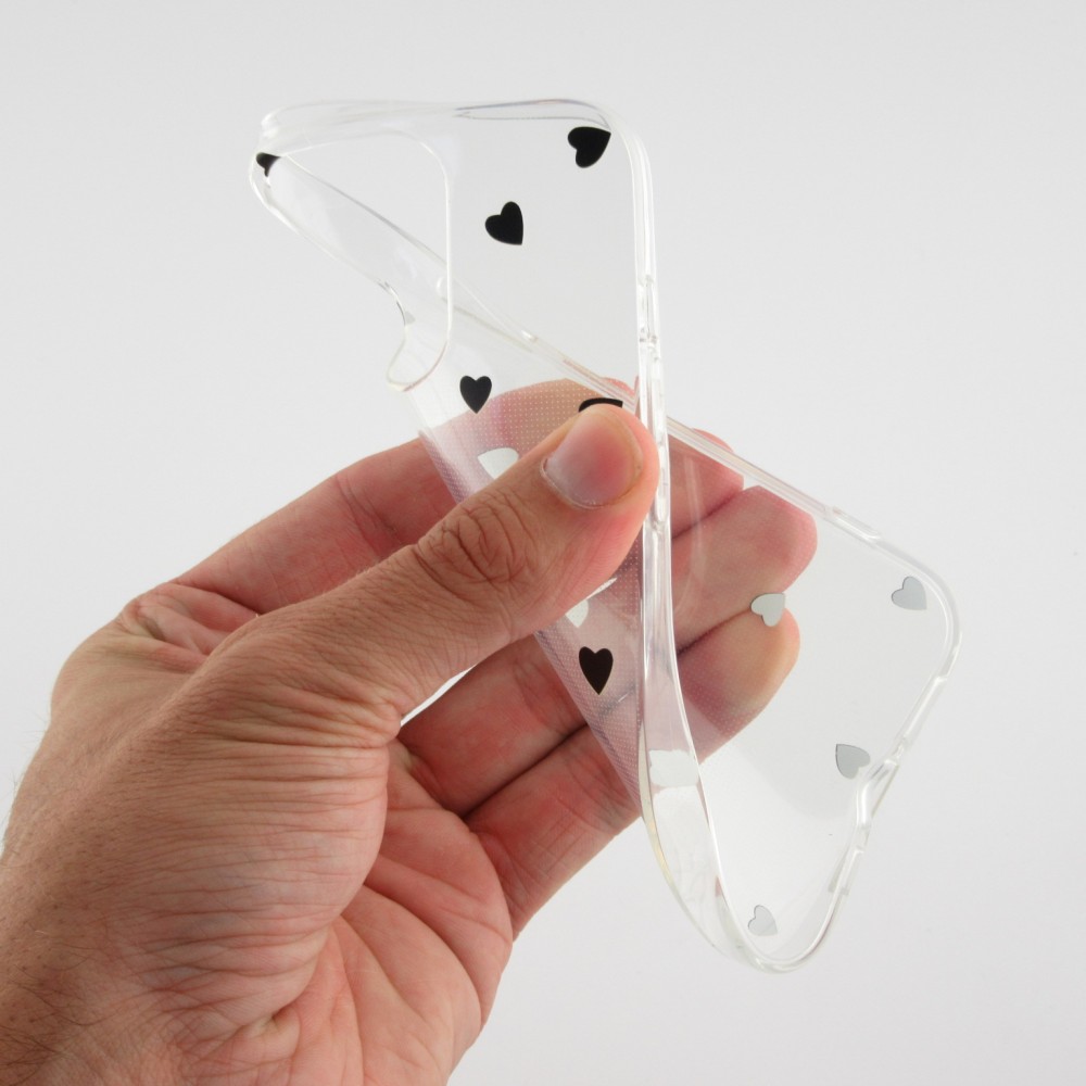 Coque Samsung Galaxy S26 - Gel petit coeur transparent - Noir