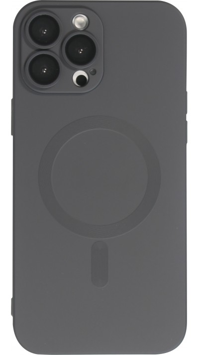 iPhone 16 Pro Max Case Hülle - Gummi weich mit Kameraschutzglas MagSafe - Schwarz