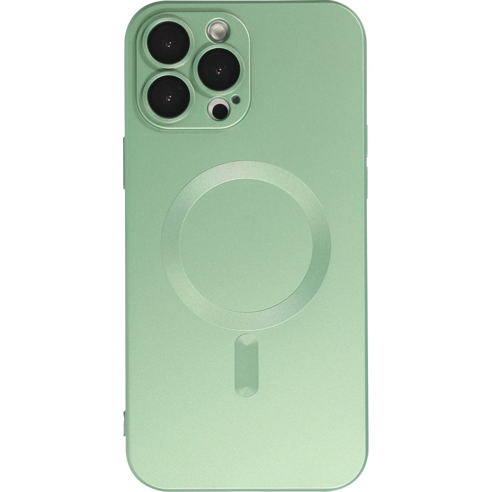 Coque iPhone 15 Pro - Gel souple avec vitre de protection caméra MagSafe - Vert
