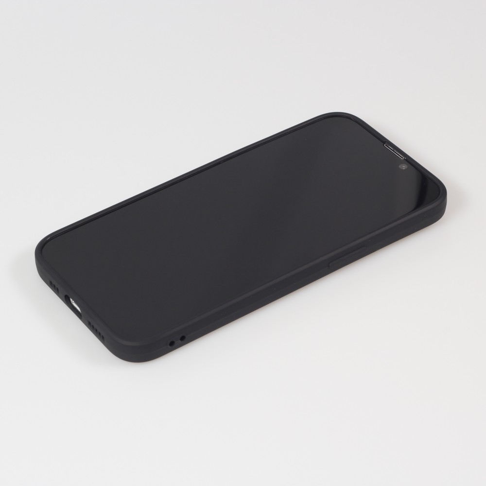 Coque iPhone 16 Pro - Silicone Mat Coeur doré - Noir
