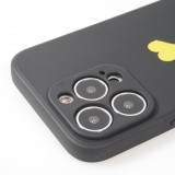 Coque iPhone 16 Pro - Silicone Mat Coeur doré - Noir