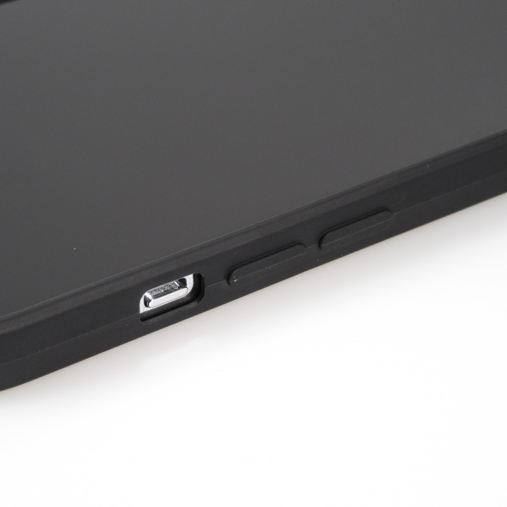 Coque iPhone 16 Pro - Silicone Mat Coeur doré - Noir