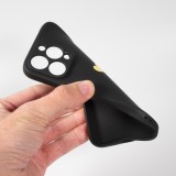 Coque iPhone 16 Pro - Silicone Mat Coeur doré - Noir
