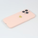 Coque iPhone 16 Pro - Silicone Mat Coeur doré - Rose