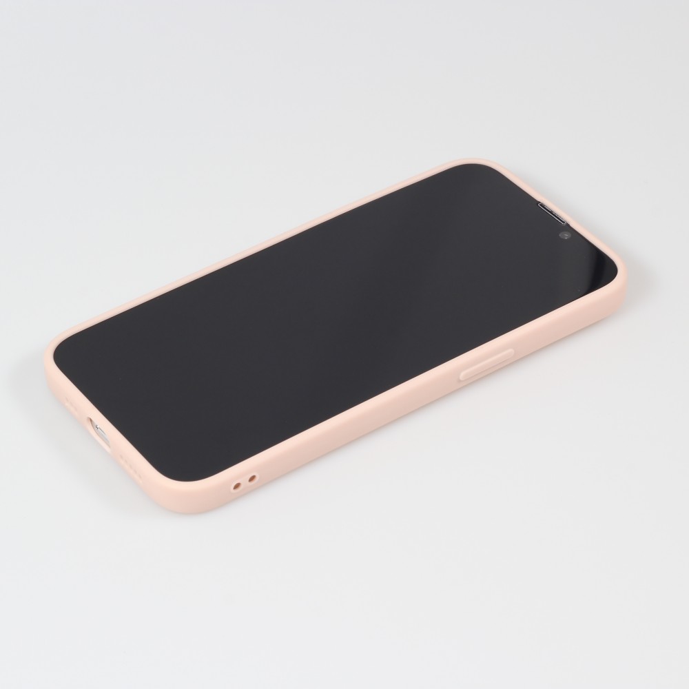 Coque iPhone 16 Pro - Silicone Mat Coeur doré - Rose