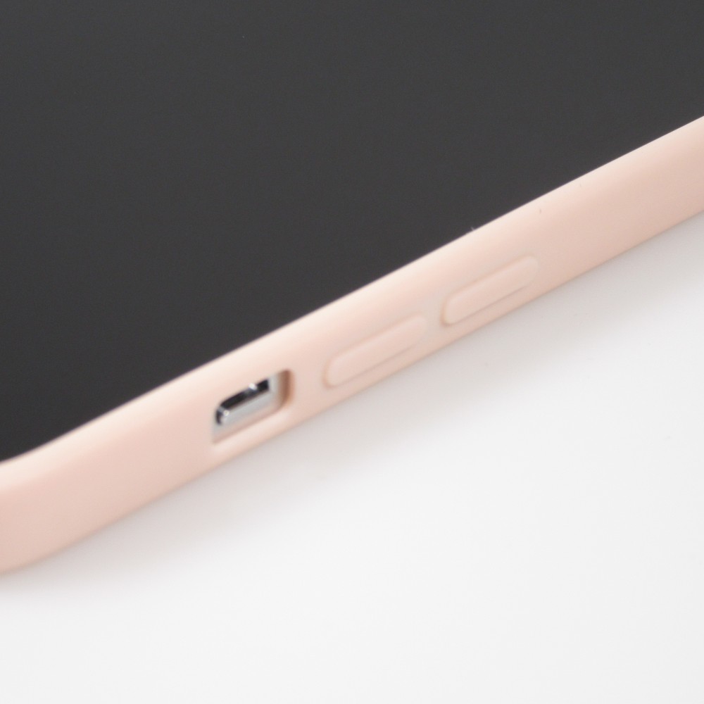 Coque iPhone 16 Pro - Silicone Mat Coeur doré - Rose