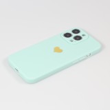 Coque iPhone 16 Pro - Silicone Mat Coeur doré - Turquoise
