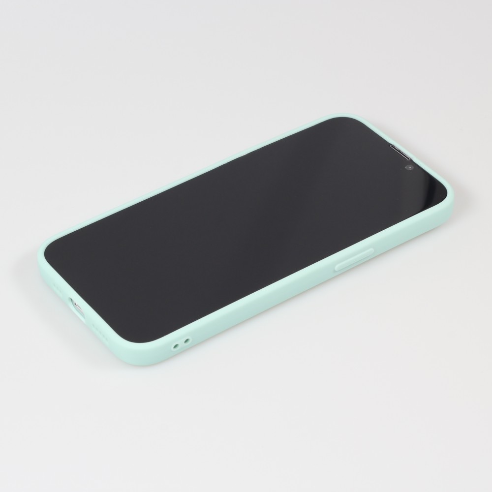 Coque iPhone 16 Pro - Silicone Mat Coeur doré - Turquoise