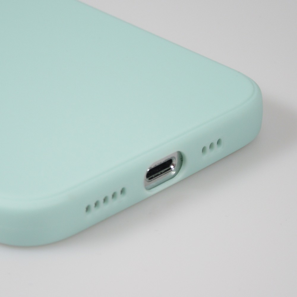 Coque iPhone 16 Pro - Silicone Mat Coeur doré - Turquoise