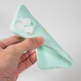 Coque iPhone 16 Pro - Silicone Mat Coeur doré - Turquoise