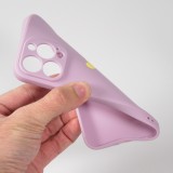 Coque iPhone 14 Pro Max - Silicone Mat Coeur doré - Violet