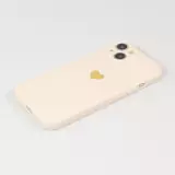 Coque iPhone 15 - Silicone Mat Coeur doré - Beige