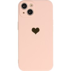Coque iPhone 17e / 16e - Silicone Mat Coeur doré - Rose