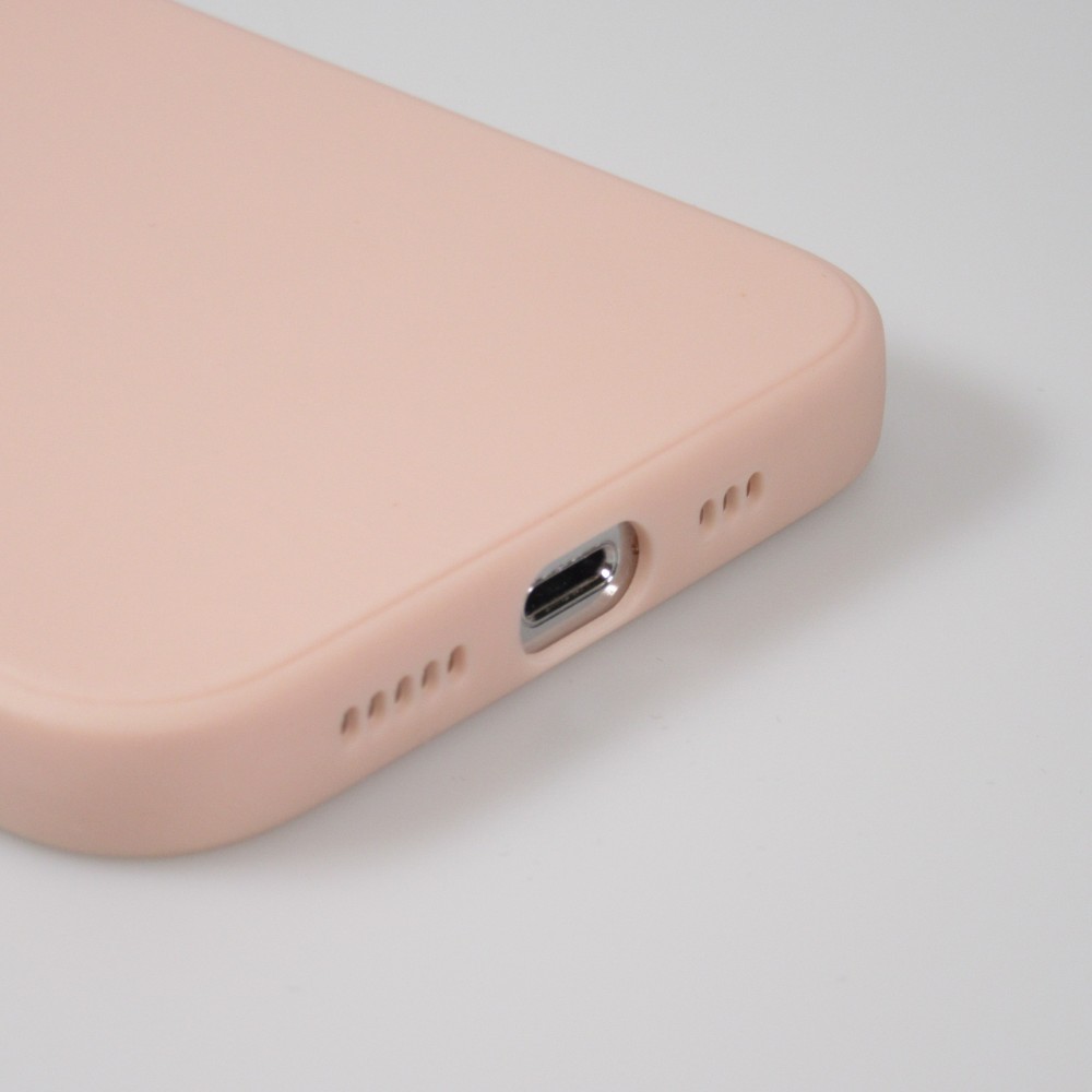 Coque iPhone 17e / 16e - Silicone Mat Coeur doré - Rose