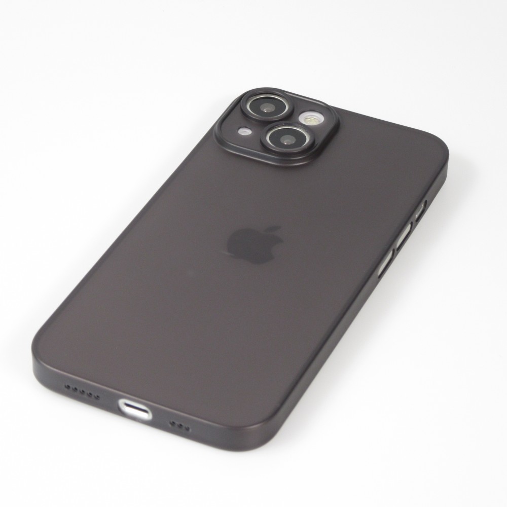 iPhone 15 Case Hülle - Plastik ultra dünn semi-transparent matt - Schwarz
