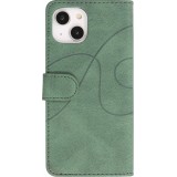 Coque iPhone 15 Plus - Flip classical elegant fine lines - Vert